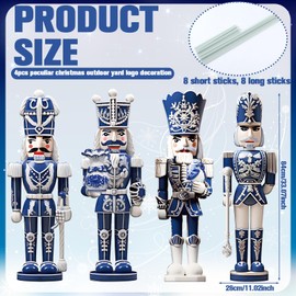 Memorywuu Memorywuu 4 Pcs Christmas Nutcracker Yard Signs Nutcracker Garden With Stakes Outdoor Decor Christmas Soldier Courtyard Topper Xmas Outdoor Yard Sign(Blue White Style)