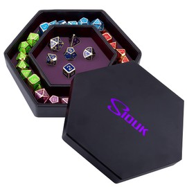SIQUK Dice Boards with Lid Dice Tray Dice Plate PU Leather and Velvet Dice Board Dice Rolling Tray Dice Roller for Dice Game D&D, RPG and Other Games, Purple
