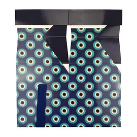 Netuno 1 x Gift Box with Lid and Bow, Blue, Dark Blue with Circles, 12 x 12 x 15 cm, Gift Box, Cardboard Box with Lid, Foldable for Wedding, Birthday, Christmas, Easter