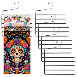 4 Pack Garden Flags Hangers,Garden Flag Holder,Garden Flag Storage Heavy Duty Multi Layers Space Saving Hangers,Non Slip 6 Tier Open-Ended Pants Hanger for Garden Flags Jeans Trouser Pants Hangers