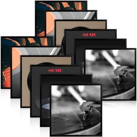 12 Pack Black Music Album Frames 12.5 x 12.5inch Aluminum Vinyl Record Frame Display Wall Mounted Acrylic Photo Frame with Polished Acrylic for Bedroom Wall Hanger Display Album Photos Home Office
