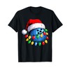 Bowling Ball Santa Hat Christmas Bowling Xmas Lights T-Shirt