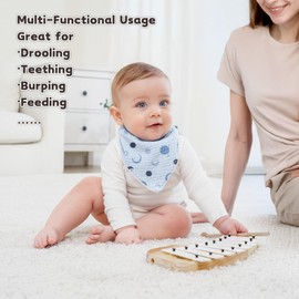 Susurration Bib Baby Triangular Scarf Baby Muslin Neckerchief Baby for Boys and Girls, Drool Bibs Baby Adjustable Pack of 6, BlauerStern