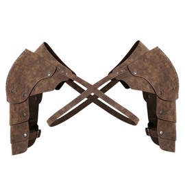 Knight Armor, Double Pauldron Shoulder Armor Adjustable Faux PU Leather Medieval Armor, Vintage Viking Armor for Role Play Cosplay Shoulder Armor Viking Armor Leather Armor Medieval Armor