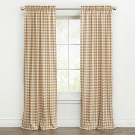 BrylaneHome Achim Home Décor Buffalo Check Rod-Pocket Panel - 42" W 63" L, Taupe