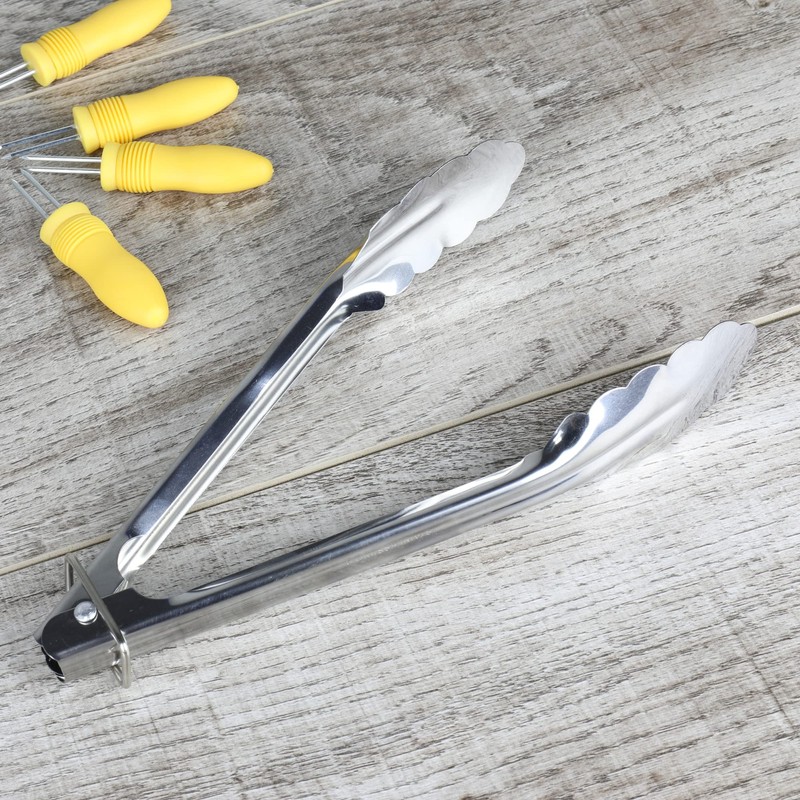Chef Craft Clam Shell Tongs, 9-Inch, Stainless Steel