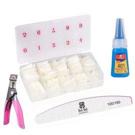 Acrylic French Nail Tips Set – 500 False Nails with Clipper, Filer, and Glue for Extensions and Manicure