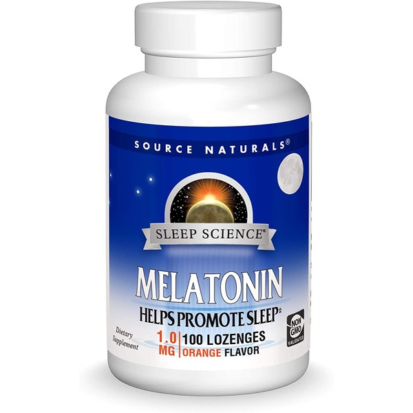 Source Naturals Sleep Science Melatonin 1 mg Orange Flavor - Helps Promote Sleep - 100 Lozenge Tablets