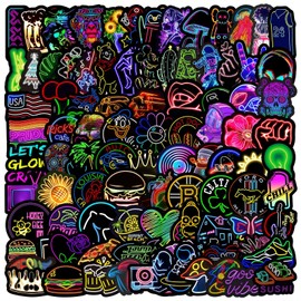 100Pcs Funny Stickers Waterproof Neon, Cool Vinyl Stickers for Water Bottles, Laptop, Cars, Bicycle, Luggage, Skateboard etc., New Gifts for Boys Girls, Kids, Teens Adults