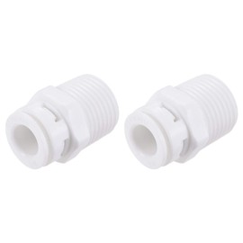 sourcing map Quick Coupling G1/2 Male Thread to 3/8 Inch Pipe, Straight Connectors for Water Purifier, 30 mm, White (Pack of 2)