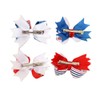 J.H LIVING 2Pcs American Flag Bow Girls Patriotic Hair Accessories