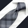 S1 SHLAX&WING Check Grey Men's Necktie 100% Silk, 3.1 x