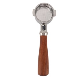 51mm Bottomless Portafilter 304 Stainless Steel 2 Ears Detachable Coffee Filter Holder Portafilter with Wooden Handle for Delonghi Coffee Machine
