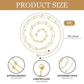 Yeomju Belly Chain Gold for Women, 2-Layer Belly and Body Chain with Waist Chain, Gold, Adjustable, Waterproof, Non-Tarnish, Waist Chain, Body Jewellery