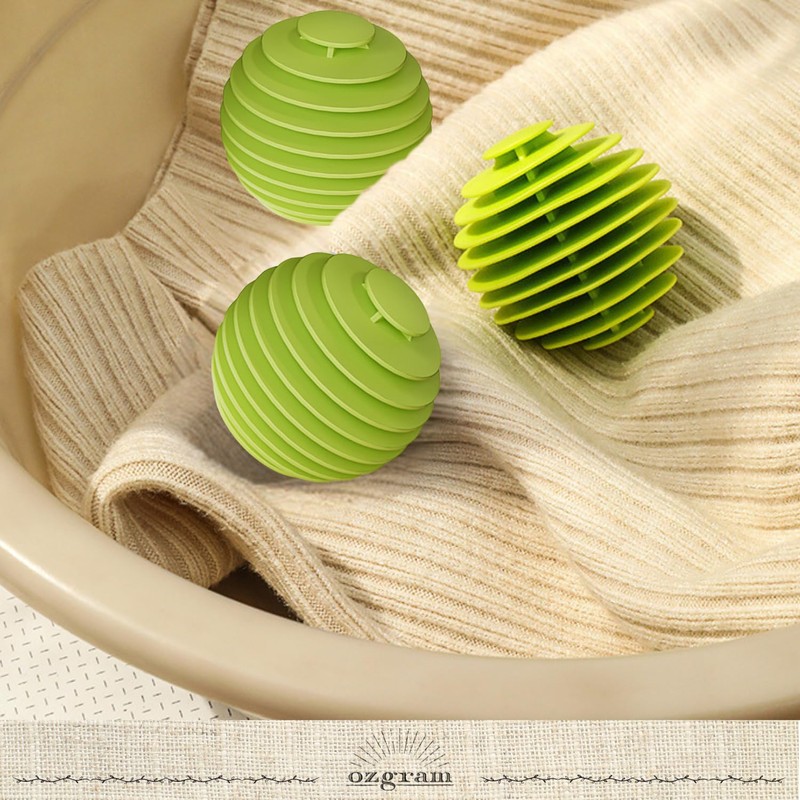 ozgram Laundry Balls, Multi-Layer Type, Large, 3 Pieces, Green Washing