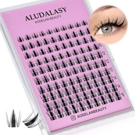 ALUDALASY Manga Lash Clusters Kit 8-16MM C Curl Natural False Eyelashes Clusters with Invisible Clear Band | Wispy Spike Lashes & Waterproof Bond/Seal Kit for Anime Look At-Home Use