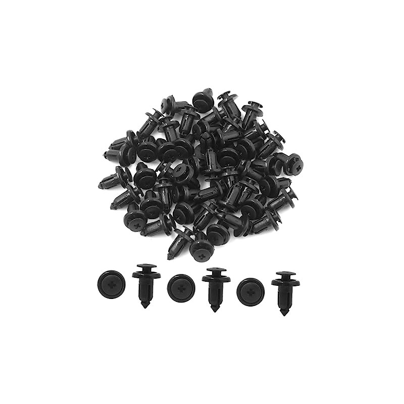 50Pcs Black Plastic Push Pin Retainer Fasteners Clips Rivet for