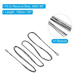 PATIKIL Bow String Replacement with 4 Nock Points for AMO 66", 14 Strands Traditional Long Bow Recurve Bowstring, Black