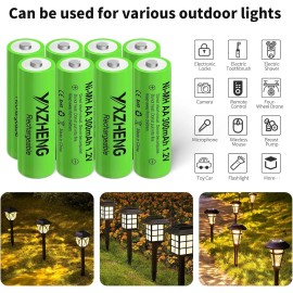 Solar AA 1.2V 300mAh NiMH Rechargeable Battery Pack (8pcs) for Lawn Solar Lamps – Free