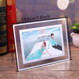 OUKEYI 6x4 Photo Frames Glass ，Picture Frame for Tabletop， Glass Photo Picture Frame for Wedding Offices Restaurants 2 Pack (4x6)