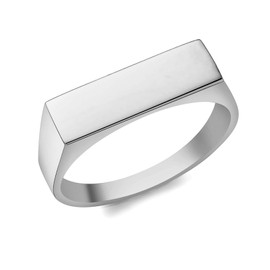 Tuscany Silver Women's Rhodium Plated 15.5mm x 4.5mm Rectangular Signet Ring #Q
