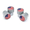 USA Universal Valve Stem Caps - Shiny Chrome Knurling