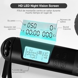 Garselay Cuerda para Saltar，comba，Contador Digital Velocidad para Saltar, Contador de Cuerdas para Entrenamiento, Cuerda de Saltarde Conteo de Pérdida