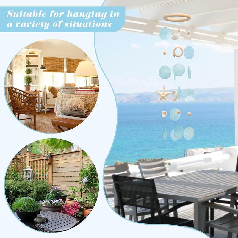 Seashell Wind Chimes Handmade Capiz Seashell Wind Chimes with Starfish