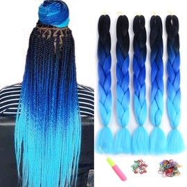 Showjarlly 5 Pieces Ombre Jumbo Braid Synthetic Hair 24 Inch 500 g Kanekalon Hair Braiding Extensions for Crochet Twist Braiding Hair