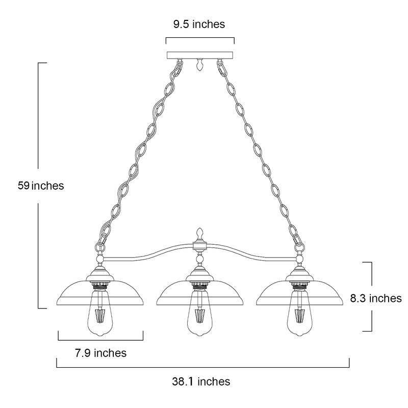 LNC Rustic Kitchen Island Lighting, 3-Light Farmhouse Chandelier for Dining