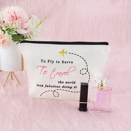 Flight Attendant Gift Stewardess Appreciation Gift Makeup Bag Pilot Gift Traveling Gift for Stewardess Cosmetic Bag Flight School Gifts for Student Christmas Graduation Gift Travel Cosmetic Pouch