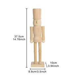 PIONEER-EFFORT Unfinished Wooden Nutcracker Soldier Figurine 14.7" - Large DIY Craft Kit for Painting, Blank Nutcracker Doll, Paint Your Own Christmas Holiday Decor Centerpiece (Natural, 38cm)