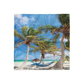 Lunarable Beach Headscarf, Tropical Holiday Themed Ocean, Hijab Scarf, 21" X 21"