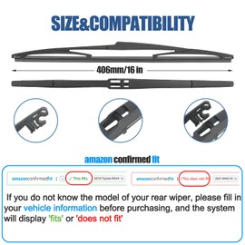 GSPSCN 16" Rear Wiper For Toyota Prius 2022-2004 Sienna 2020-2011,2004 /Lexus GX470 09-03 RX350 RX350h RX450h 24-10 /Hyundai Starex 2020 Back Windshield Wiper Blades (H409/16-A)
