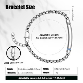 Feifuli Bracelets for Men, Link Chain Stainless Steel Bracelet for Men, Charm Jewelry for Birthday Annivesary Fathers Day Valentines, Dad Husband Boyfriend,Casual Trendy Cool Adjustable