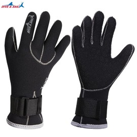 1.5mm/3mm Diving Gloves Marine Gloves Surfing Cold Water Swimming Snorkeling Gloves Fishing Unisex Neoprene Gloves with Velcro Tape for Water Play Dive&Sail (Black 3mm, Large)