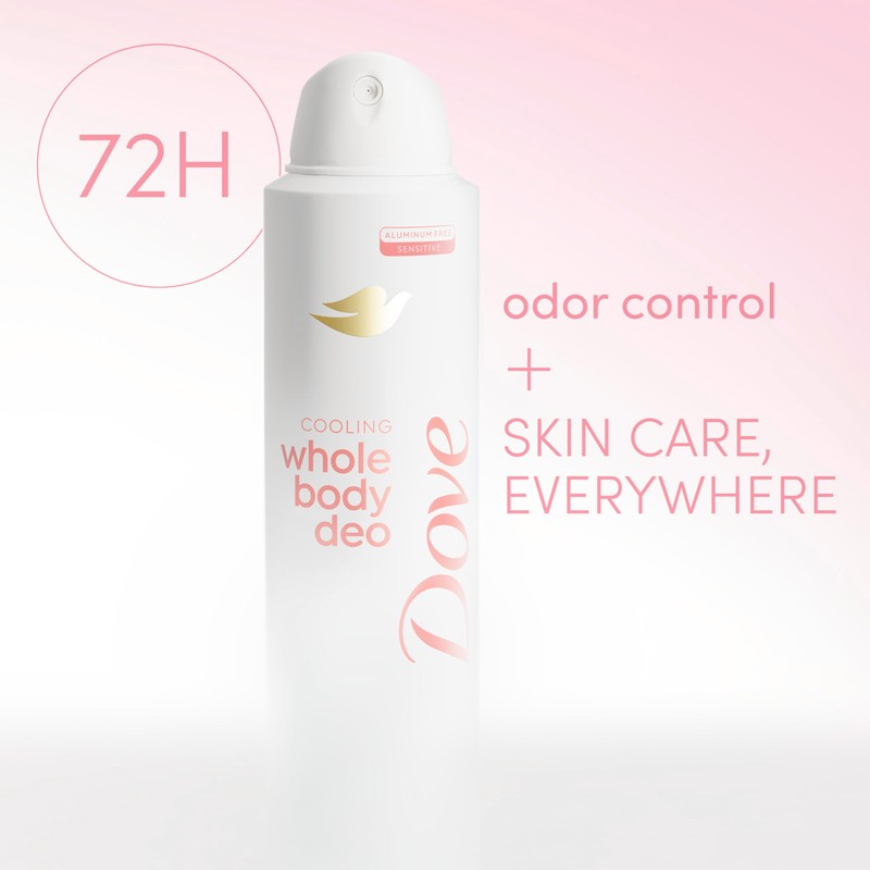 Dove Whole Body Deodorant Cooling Spray Raspberry & Rose Aluminum