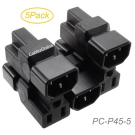 CablesOnline 5-Pack IEC 320 C14 Male to Nema 5-15R Female Power Adapters, PC-P45-5