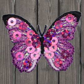 Paddys Patches Mini Fuchsia Butterfly Embroidered Patch — Iron On