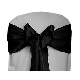 Juego de 10 lazos decorativos de satén para silla, diseñados para bodas, eventos, banquetes, decoración del hogar, cocina, Negro