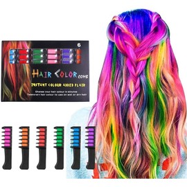 Hair Chalk Comb, 6 Colors Temporary Hair Dye Marker Gifts