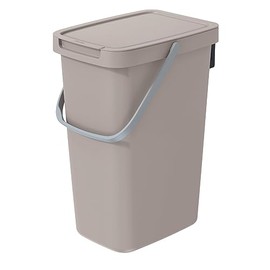 Keden Systema Q Waste Separation Bin with Lid and Handle, Waste Separation, Waste Sorting Container (12 L, Light Brown)