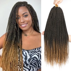 Senegalese Twist Crochet Hair for Women Ombre Blonde 22 Inch 8 Packs Pre Looped Crochet Braids Small Twist Braids Mini Twist Crochet Hair Natural T27