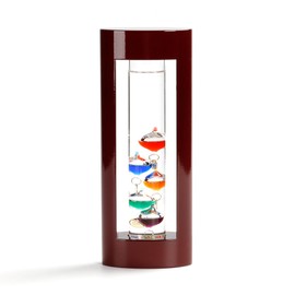 Lily's Home 9 inch Galileo Thermometer in Cherry Finish Wooden Frame, from 64ºF to 80ºF, Gift for Friends & Family, Holiday Gift, Indoor or Outdoor Home Décor, Stylish Décor for Any Room or Office