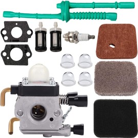 ZAMDOE C1Q-S97 Carburetor for STIHL FS55 FS55R FS55C FS45 FS75 FS80 FS85 HS75 String Trimmer C1Q-S143 C1Q-S153 C1Q-S186 A B, with Air Filter Fuel Line Kit