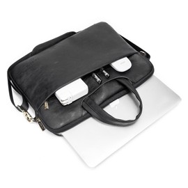 Kinmac 360° Protective Waterproof PU Leather Laptop Shoulder Messenger Sleeve Briefcase case Bag (13 inch-14 inch, Black PU)
