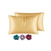 ARMOXA Premium Silk Satin Pillow Cover for Hair and Skin with Envelope Closure|3 Piece Satin Silk Soft Scrunchies Free for Women Stylish| Set of 2 Golden Pillow Case | Standard Size
