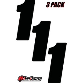 Dirt Digits DD73B-1 Black 7" High-Gloss Precision Die Cut Vinyl Number 1, 3 Pack