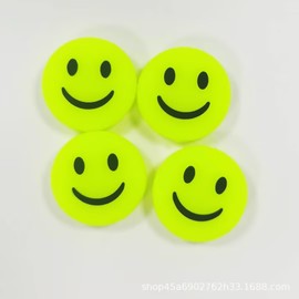 Jinshining Fluorescent Green Smiley Emoji Tennis Racket Vibration Dampener Soft Silicon Racket Dampener Cartoon Shape Tennis Racquet Shock Absorbers Tennis Racket for Racquetball