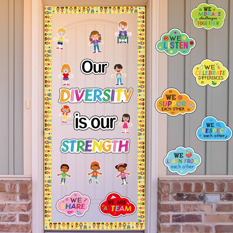 Diversity Bulletin Board Decoration Set Diverse Students Borders Cutouts for